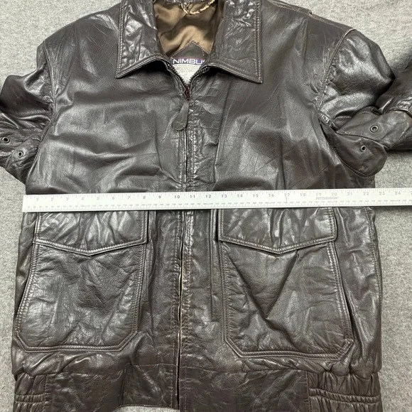 VTG. Nimbus Gant Leather Jacket Men 42 Brown Bomber Flight Heritage Retro RARE